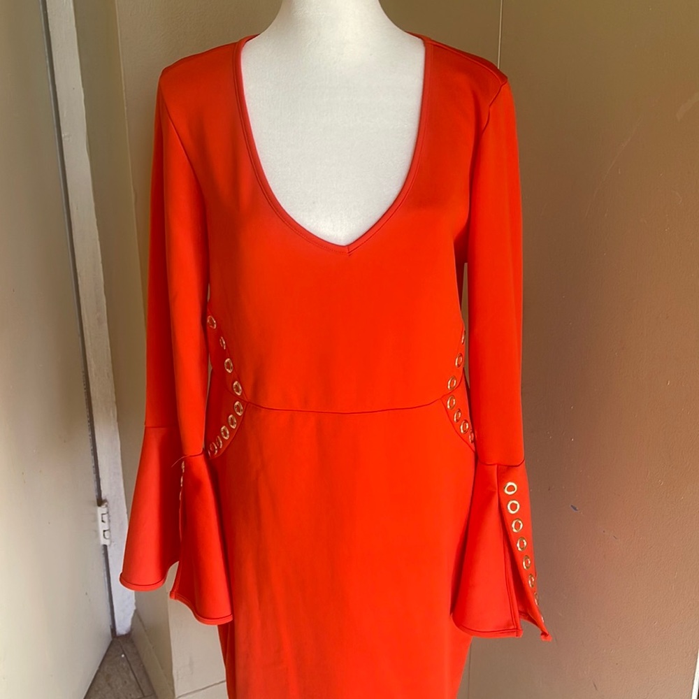 NWOT Venus Large Orange Long Sleeve Bodycon Dress